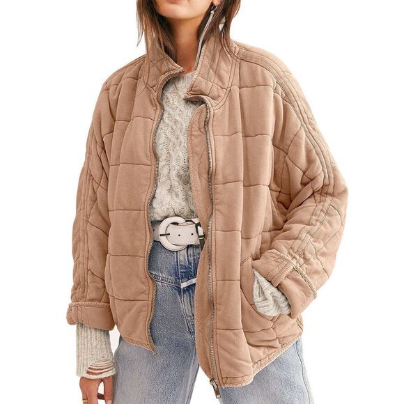 ETCYY Women's Causal Lightweight Quilted Jackets Long Sleeve Oversized Warm Win - Picture 10 of 15